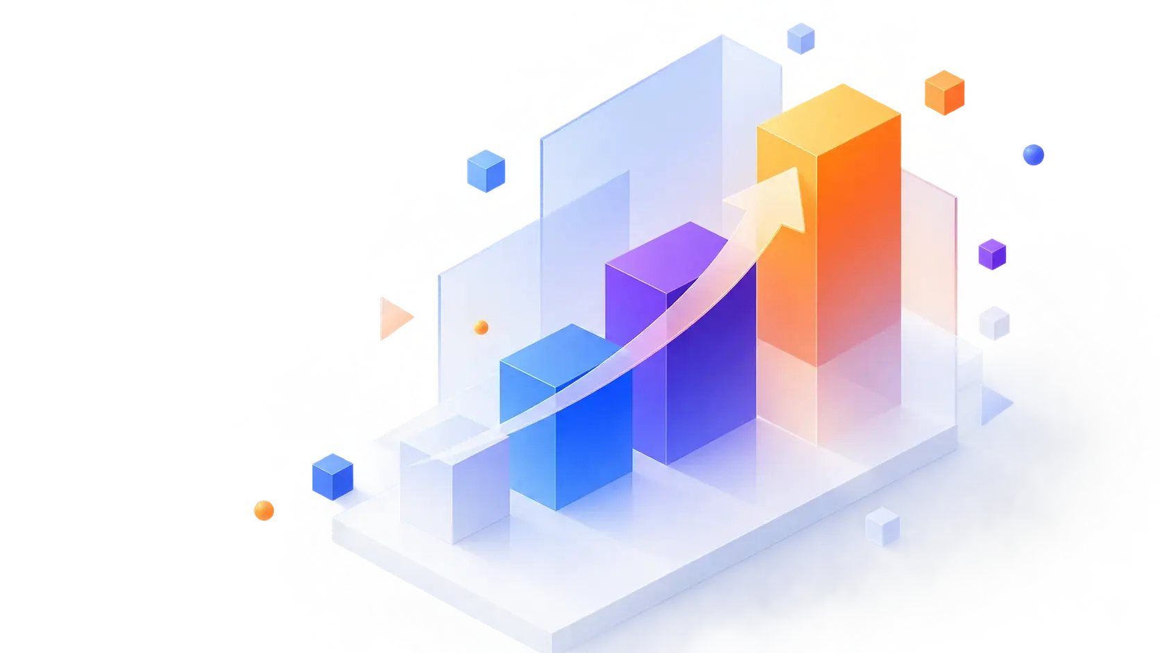 An ascending growth structure with an upward arrow